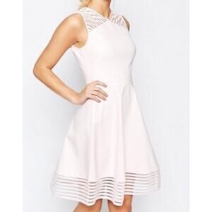 Ted Baker Eleese Mesh Detail Skater Light Pink Dress Women's Size 1 US 4
